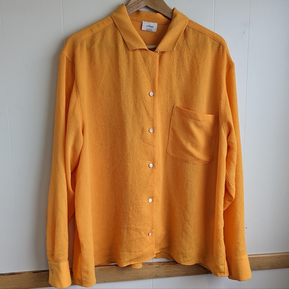 Aritzia orange Button-Down Shirt